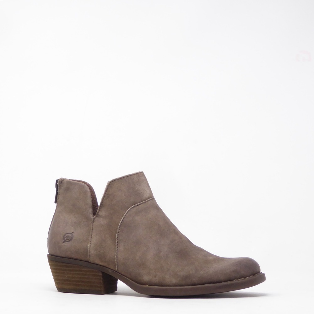 Born Womens Ankle Booties Brown Leather Kerri V-Cut Zipper 8M